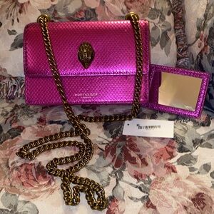 KURT GEIGER CROSSBODY BAG THE SHOREDITCH METALLIC FUCSIA NWT & MIRROR